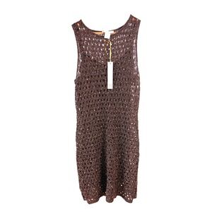 House of Harlow 1960 Metallic Beaded Crochet Knit Sleeveless Mini Dress